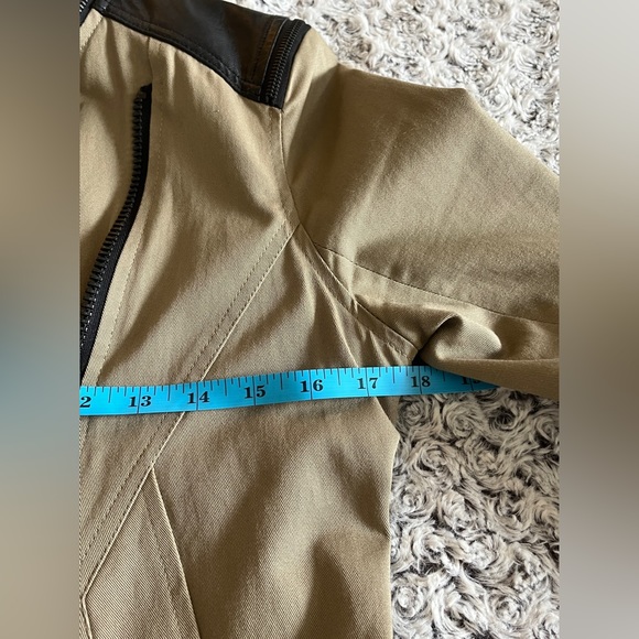 DOMA Moto Jacket CONVERTIBLE Leather Khaki Panel Zipper Coat Cropped Blazer Top - Picture 16 of 17